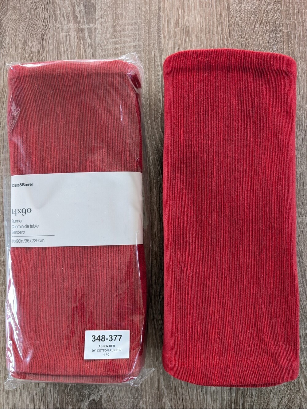 Crate and Barrel Aspen Red Cotton Table Runner 14x90 Zet Of 2 Christmas Holidays